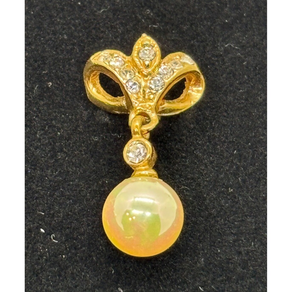Vintage Earrings Delicate Drop Pearl and Bezel Set Stone Elegant Wedding‎ Gift